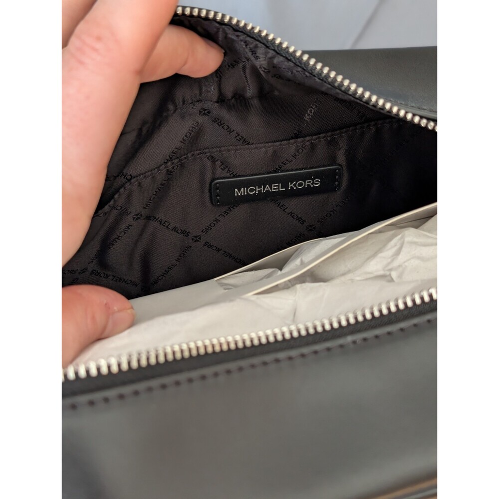 NWOT Michael Kors Cecily Medium Shoulder Handbag Black Silver Hardware LAMBSKIN - Picture 11 of 13